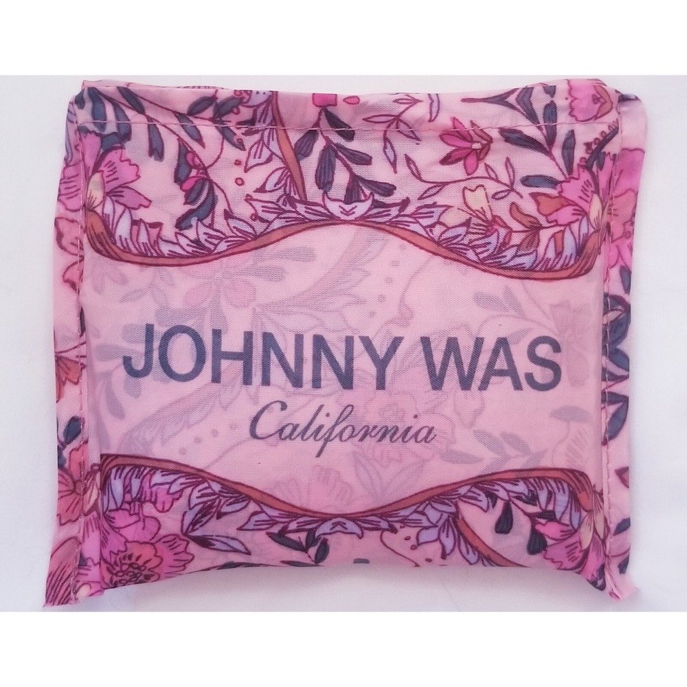 JOHNNY WAS Floral Print Shopper Tote/Bag Inside Pocket Silky Nylon Multi NEW